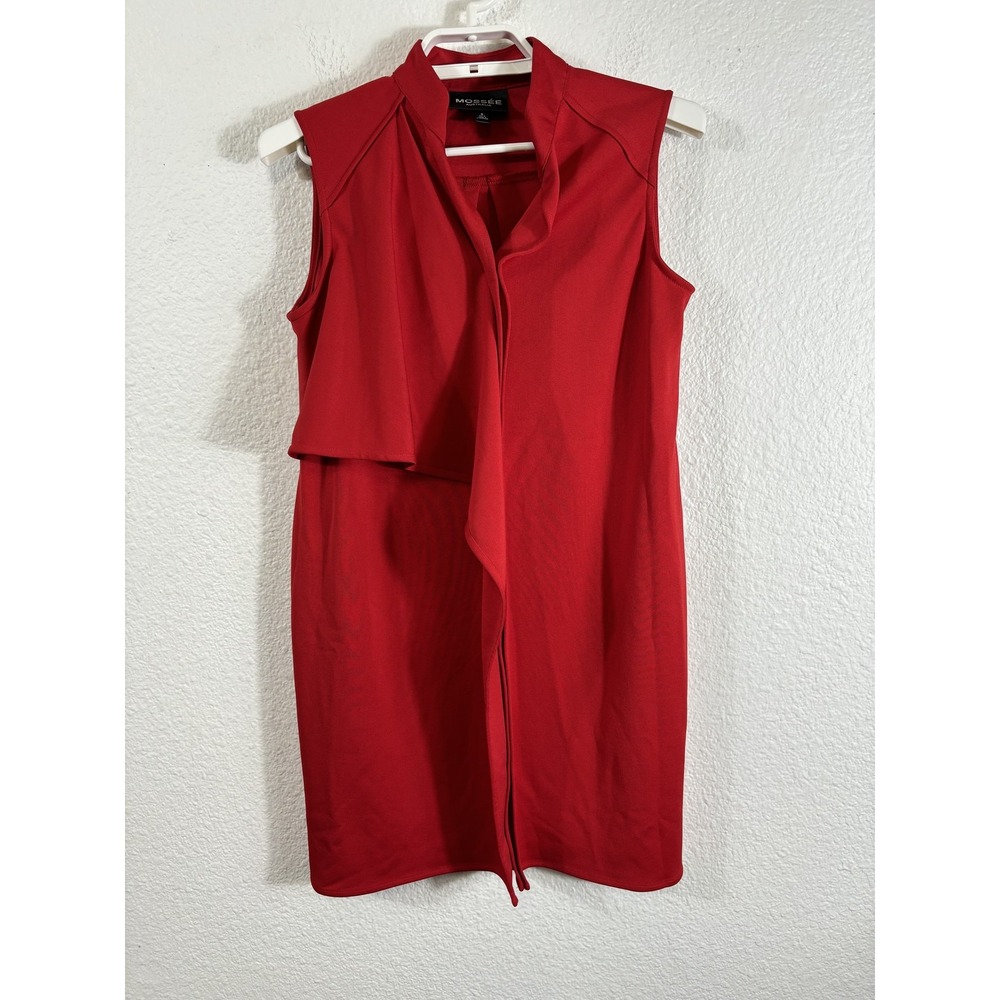 Mossee Australia Dress Womens‎ US Size 4 Red Sleeveless Drape Front Modern